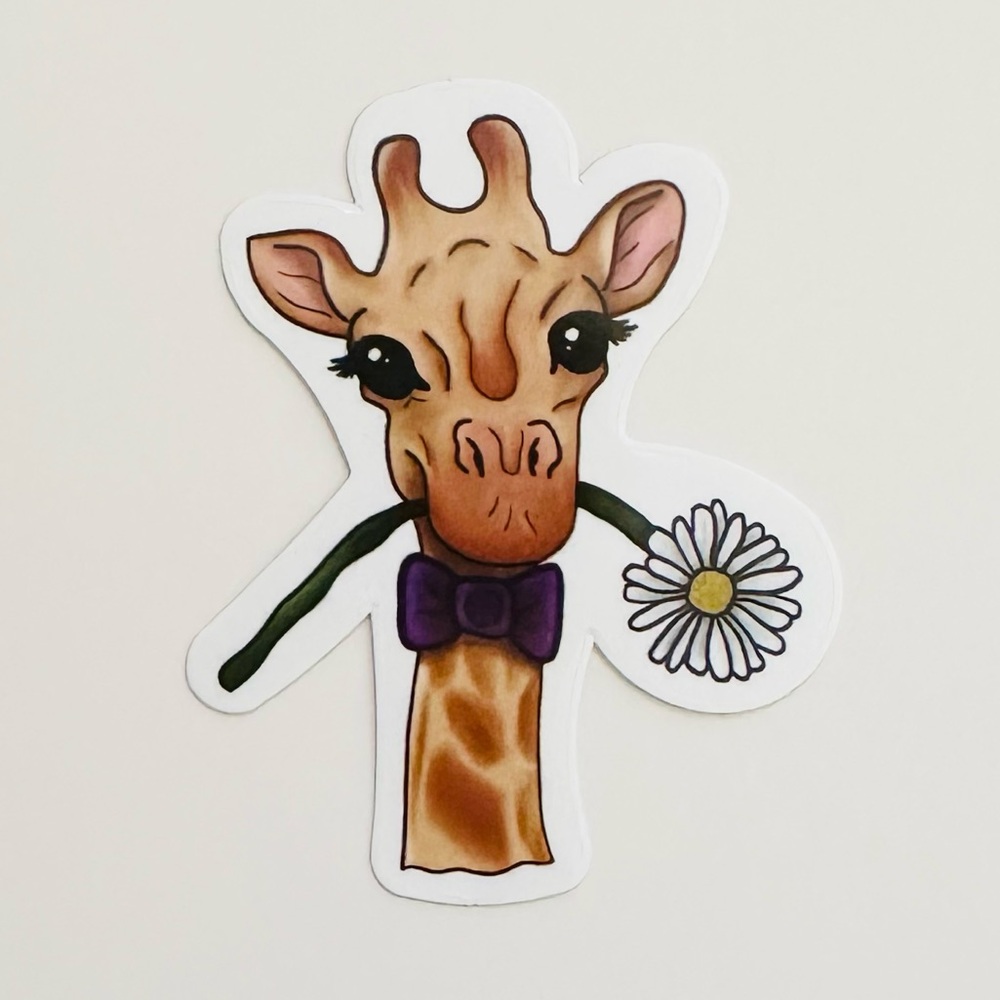 10/$10 Giraffe In Bow Tie Sticker
